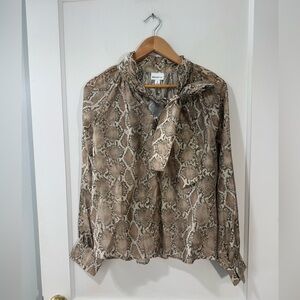 NWOT Bailey/44 Snake Print Blouse with Bow Tie